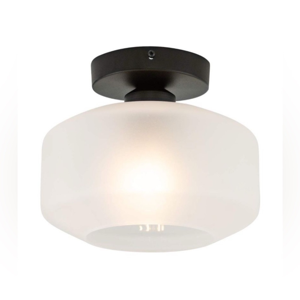 Industrial Ceiling Light Fixture with Frosted Glass Shade